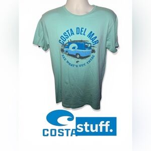 Costa Men’s Light Aqua Graphic Tee with Blue Van Print